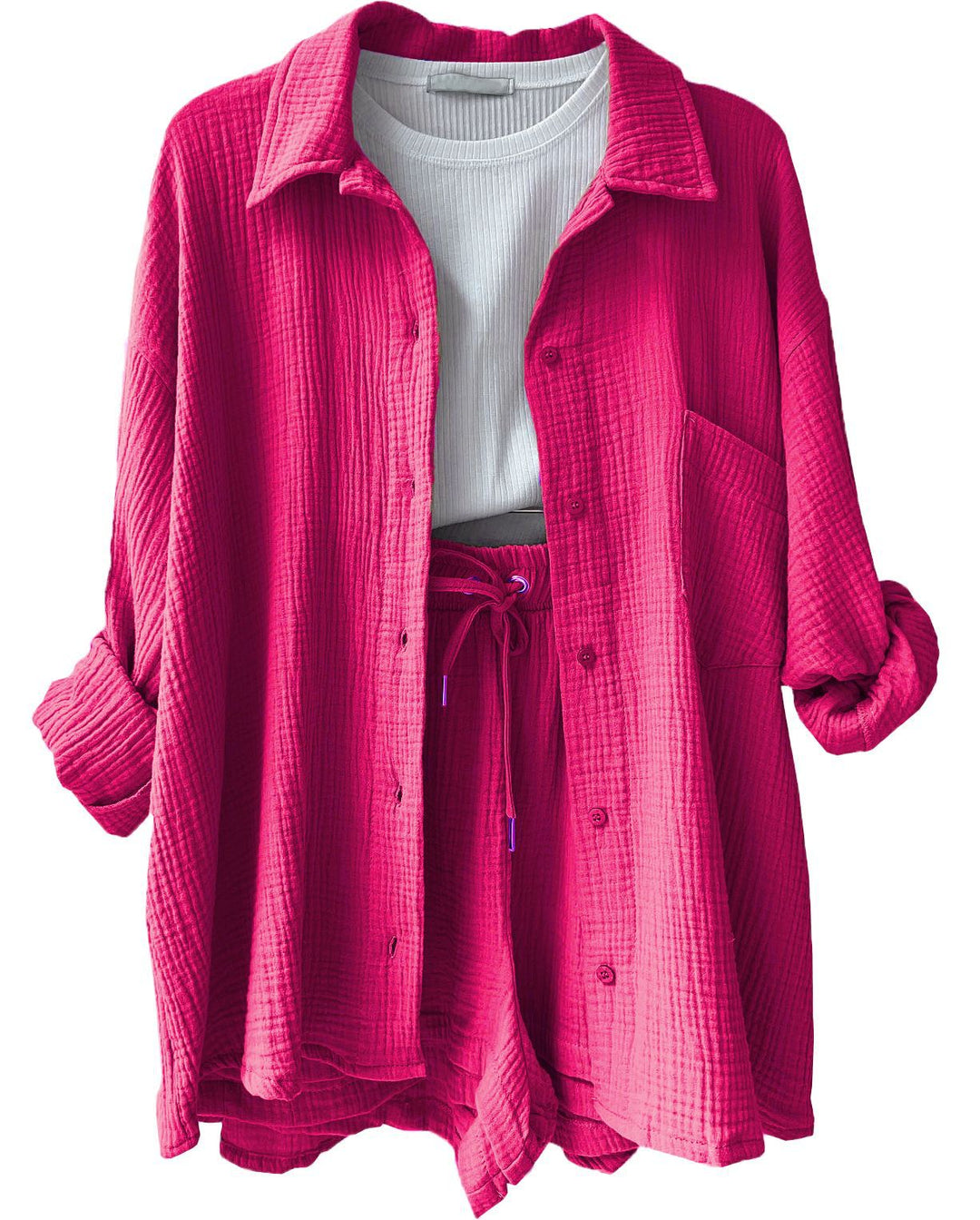 Damen luftige Baumwollbluse mit lockerer Passform Drune