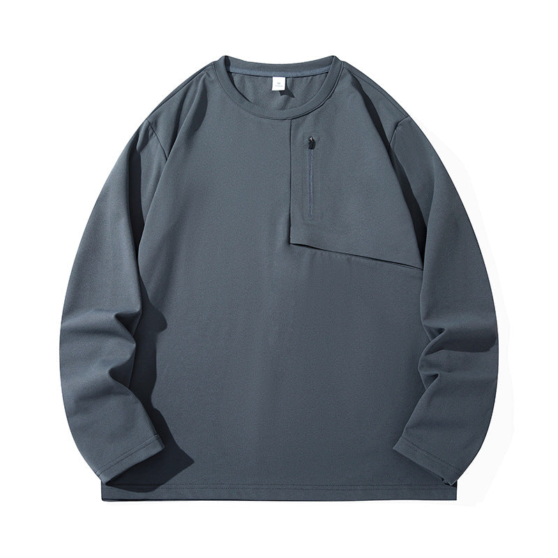 Unisex Oversize Langarm‑Sweatshirt mit Brustreißverschlusstasche und Rundhalsausschnitt Drune