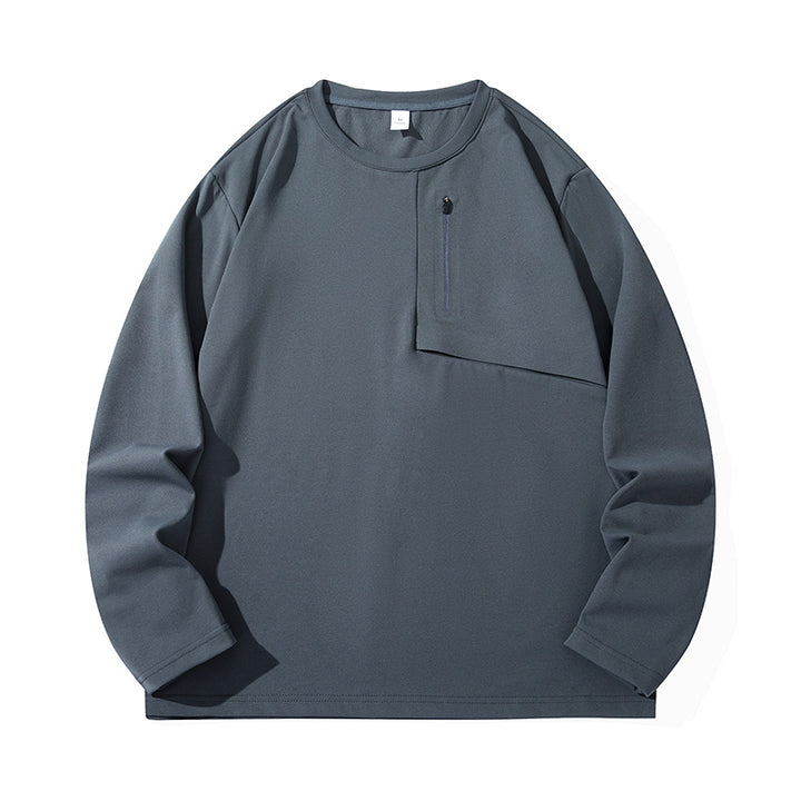 Unisex Oversize Langarm‑Sweatshirt mit Brustreißverschlusstasche und Rundhalsausschnitt Drune