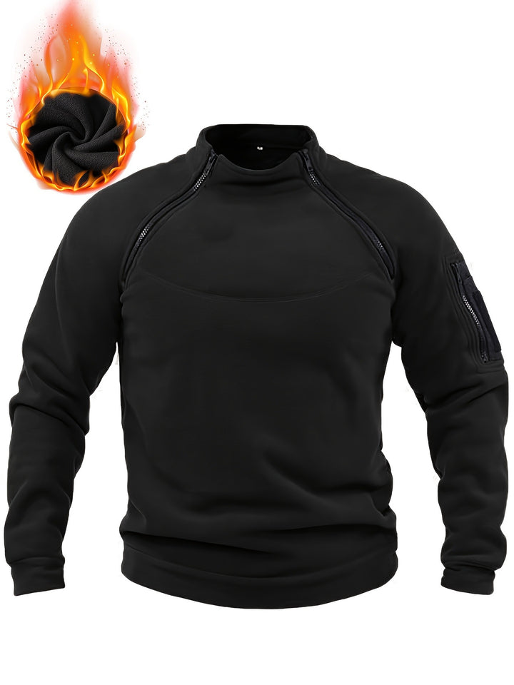 Herren Thermo-Fleecepullover mit Schulter-Reißverschlüssen & Ärmeltasche Drune