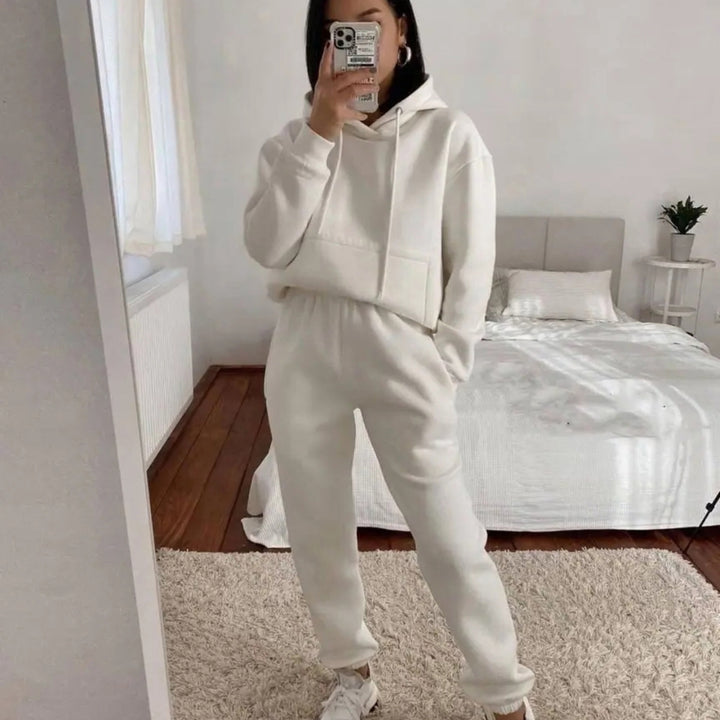 Damen nan kuscheliger Oversize-Kapuzenpullover und Highwaist-Jogginghose Set Drune