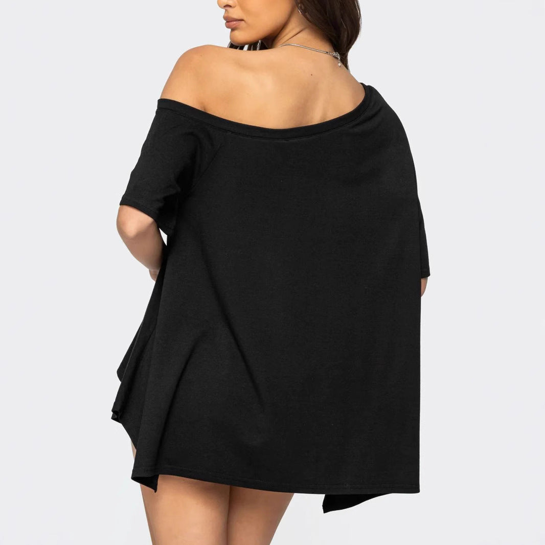 Damen Weit geschnittenes Off-Shoulder T-Shirt Drune