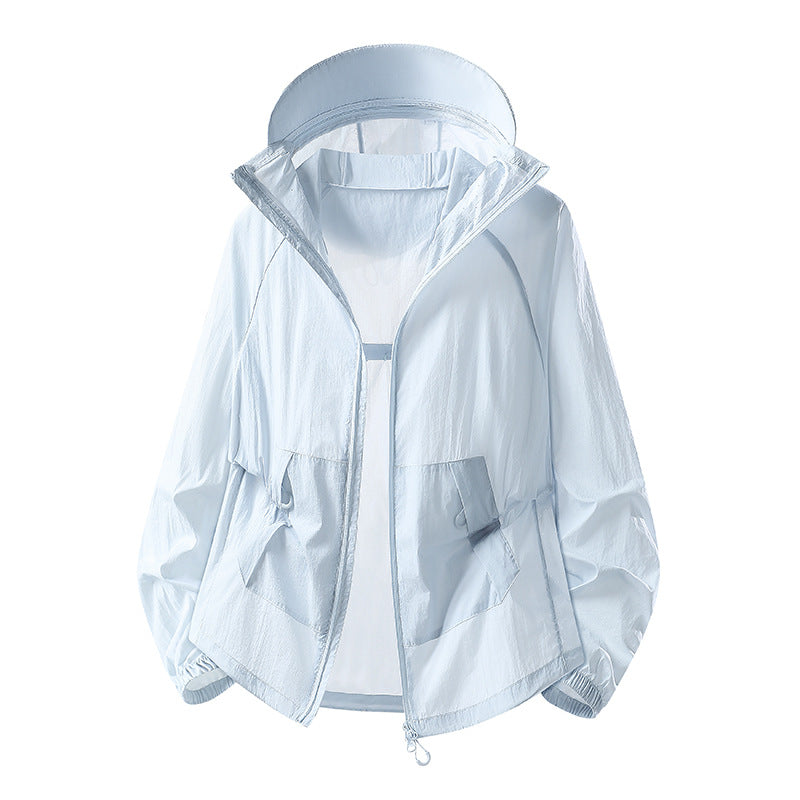 Damen Leichte winddichte Kapuzen‑Übergangsjacke mit verstellbarer Kapuze, Zwei‑Wege‑Reißverschluss & praktischen Klappentaschen Drune