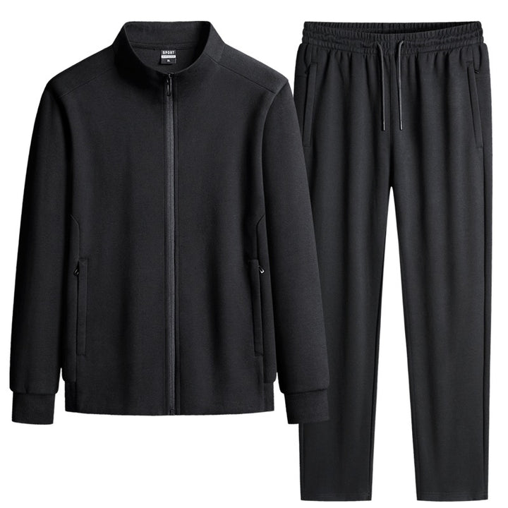 Herren Modernes Freizeit-Trainingsset aus Thermofleece mit Stehkragen‑Zipjacke & konischer Jogginghose Drune
