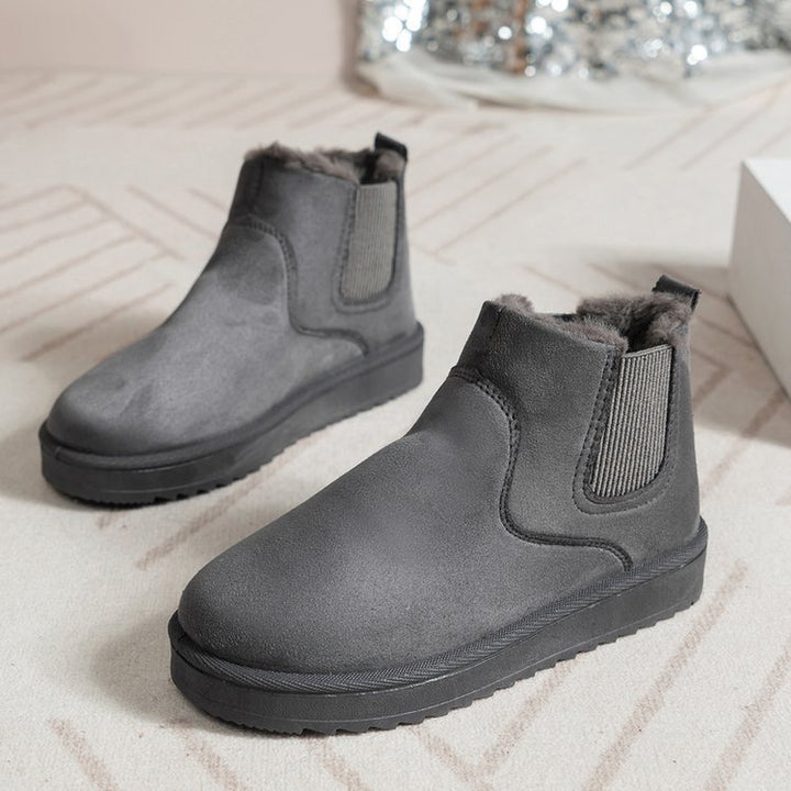 Damen  gefütterte Chelsea-Ankle-Boots mit Teddyfutter, elastischer Seitenblende und rutschfester Leichtsohle Drune
