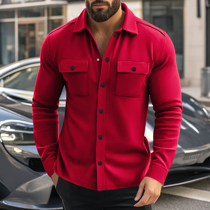 Herren Overhemdjacke mit zwei aufgesetzten Taschen und strukturiertem Stoff Drune