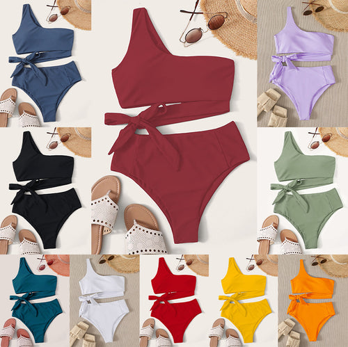 Damen Einseitiger Bikini mit hohem Bund und elegantem Knoten Drune