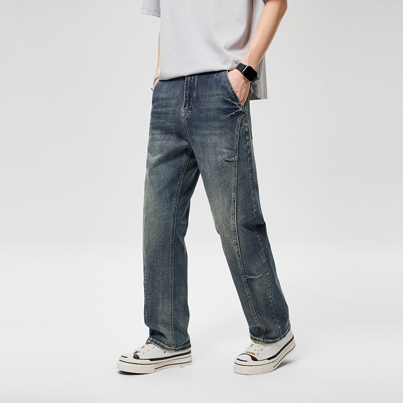 Herren Weite Baggy-Jeans mit markanten Teilungsnähten, hohem Komfortbund & Utility-Taschen Drune