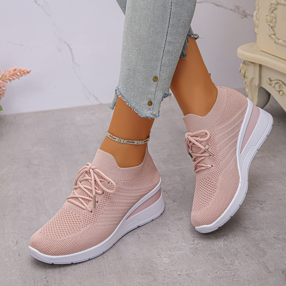 Damen Sportliche Wedge-Sneaker mit atmungsaktivem Mesh-Obermaterial und rutschfester Sohle Drune