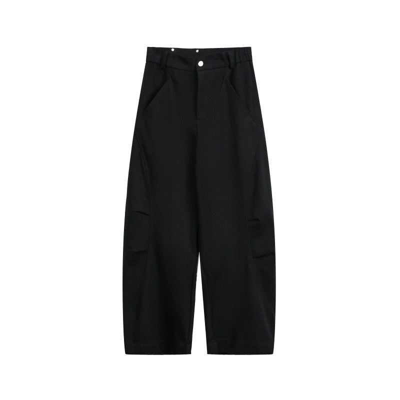 Unisex Weite Cropped-Cargohose mit hoher Taille und Utility-Taschen Drune