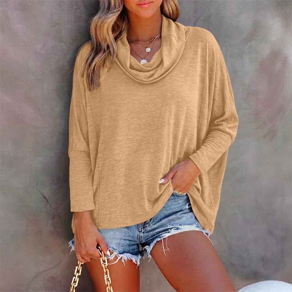 Damen Oversized Schalkragen-Longsleeve mit Fledermausärmeln Drune