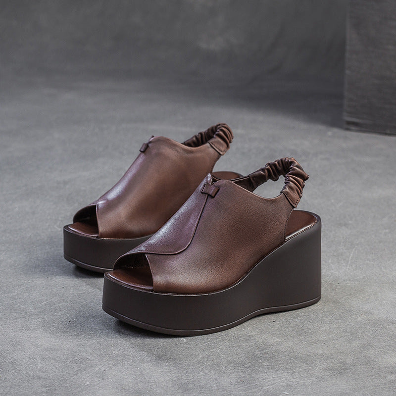 Damen Plateau-Pantoletten aus hochwertigem Leder mit innovativem Riemendesign Drune