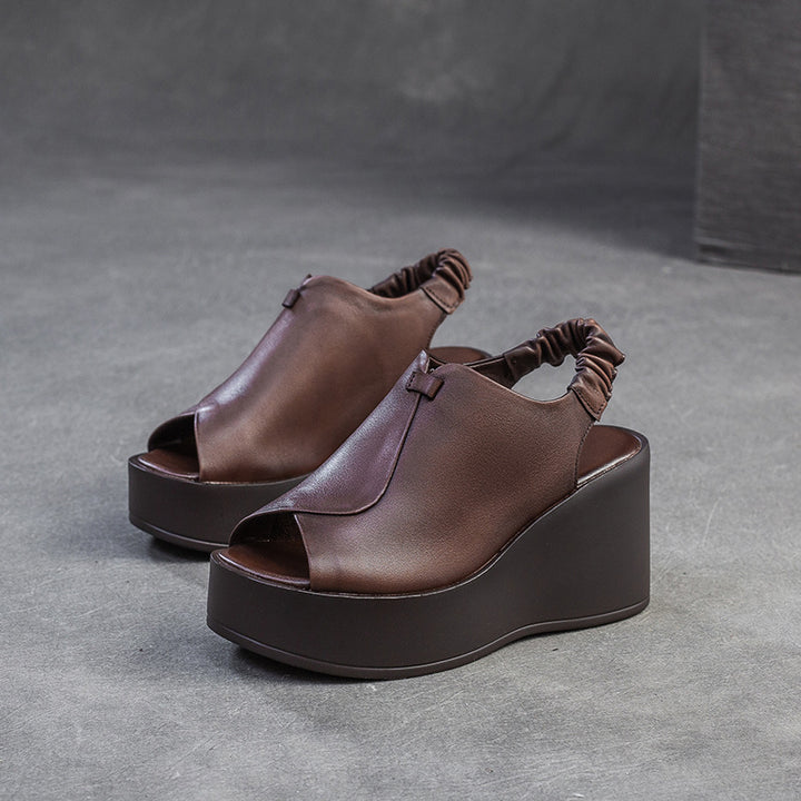 Damen Plateau-Pantoletten aus hochwertigem Leder mit innovativem Riemendesign Drune