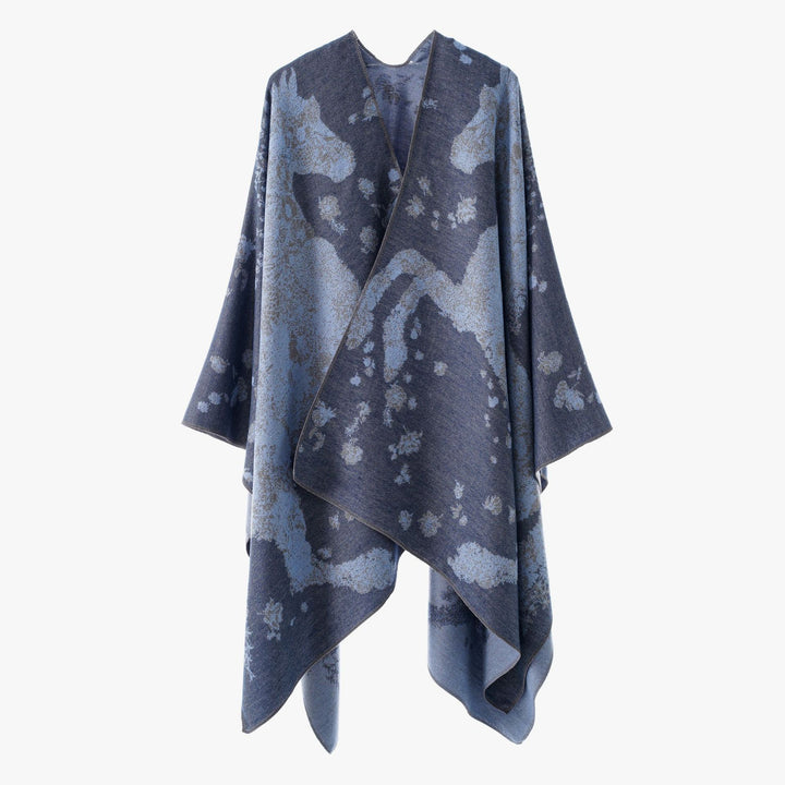 Damen Oversize-Wickelponcho im Kimono-Fall mit feinem Jacquardgewebe Drune