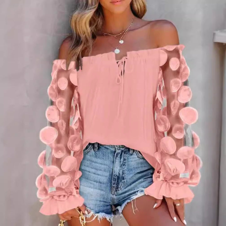 Damen Off-Shoulder Bluse mit dekorativen Puffärmeln Drune