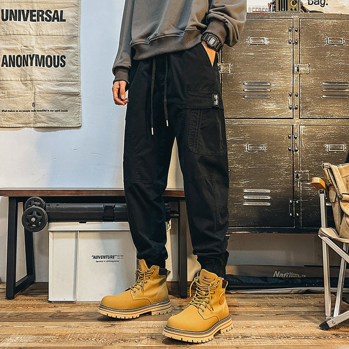 Herren Cargo-Joggerhose mit großen Pattentaschen, elastischem Bund und Gummbündchen Drune