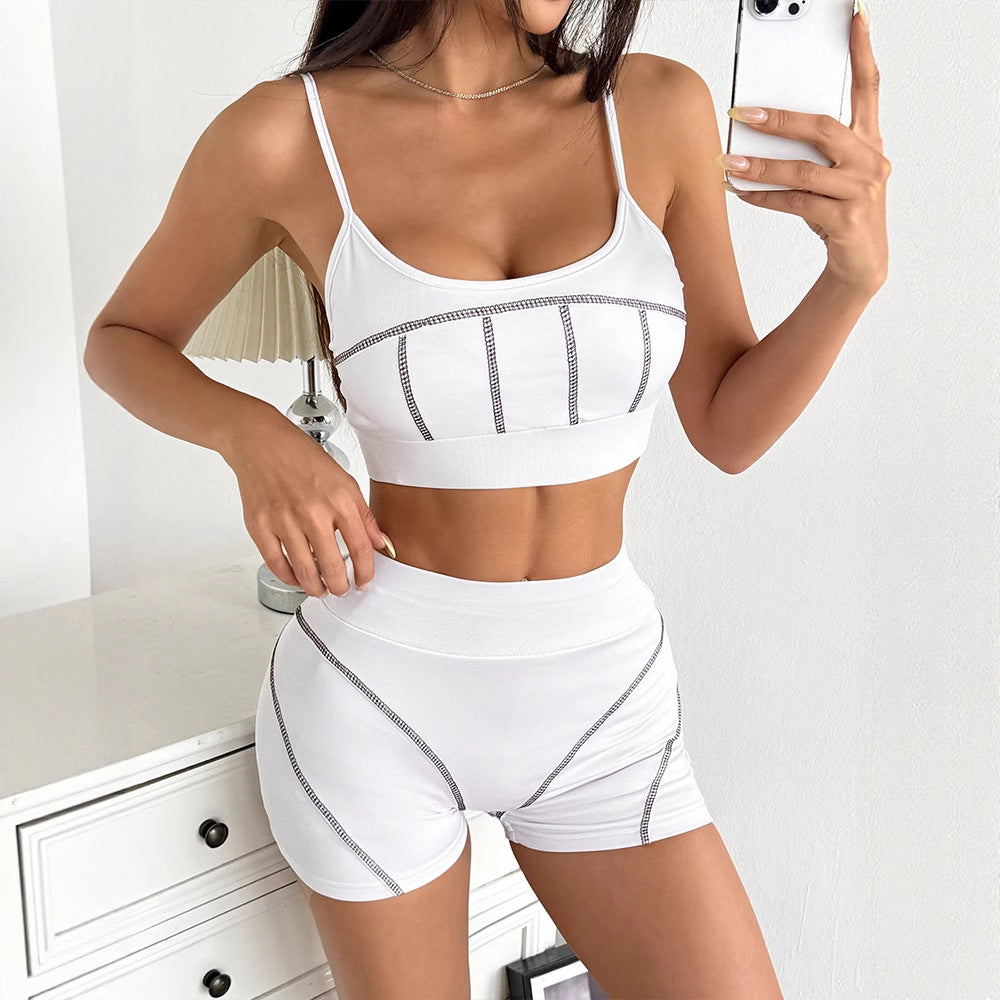 Damen Sportliches Set mit Crop-Top und Shorts Drune