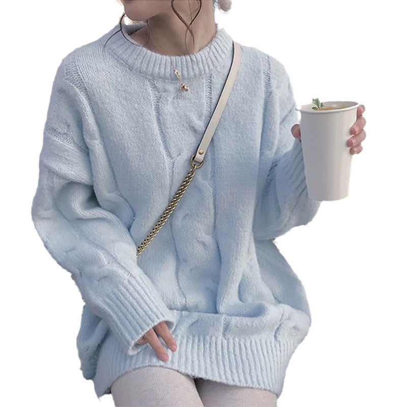 Damen Grobstrickpullover mit modischem Zopfdesign und weitem Schnitt Drune