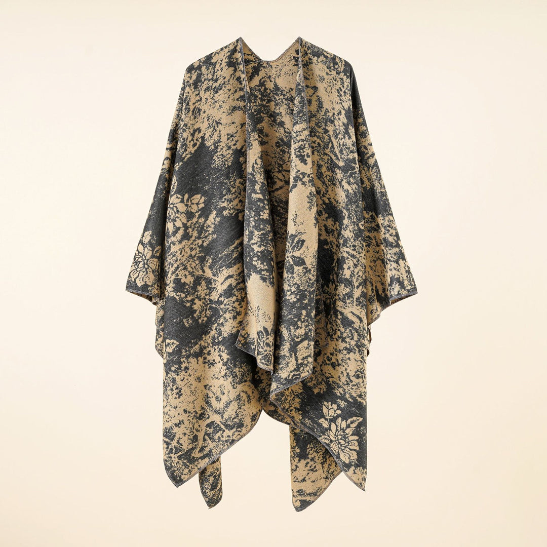 Damen Jacquard-Umhang mit floraler Strukturwebung und offenem Kimono-Fall Drune