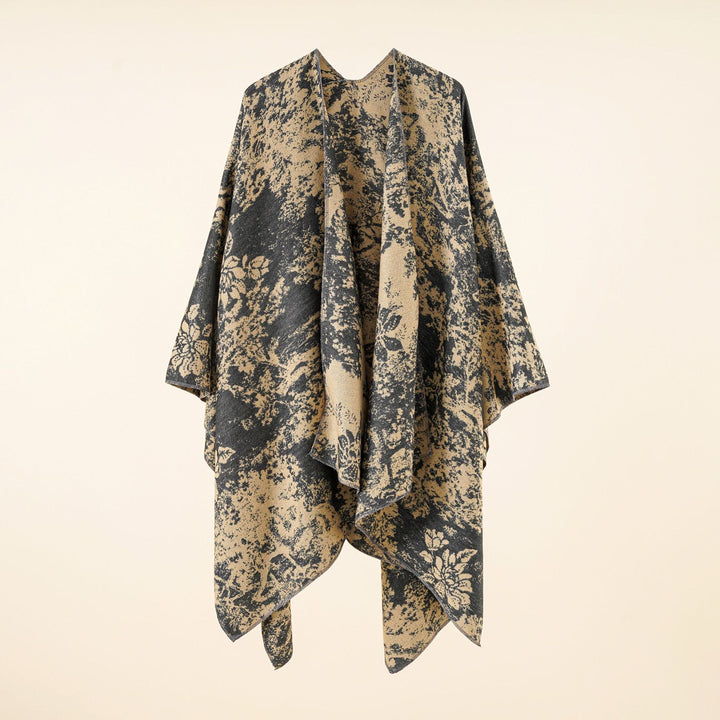 Damen Jacquard-Umhang mit floraler Strukturwebung und offenem Kimono-Fall Drune