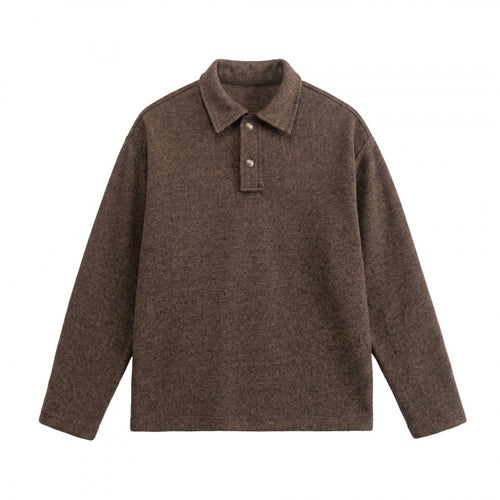 Unisex Boxy-Polo-Pullover aus Wollmix mit Henley-Knopfleiste und geradem Saum Drune