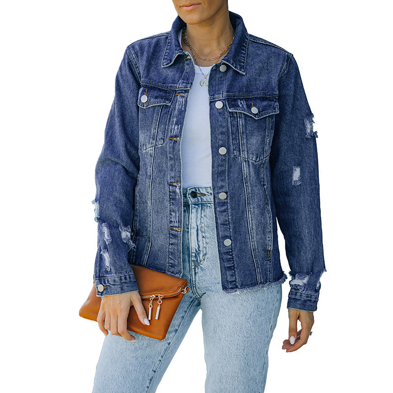 Damen Denim-Jacke mit lässigem Schnitt und funktionalen Taschen Drune