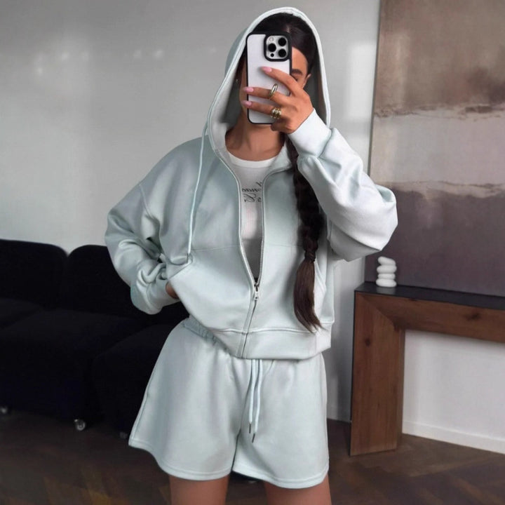 Damen bequeme Hoody-Shorts Kombination Drune