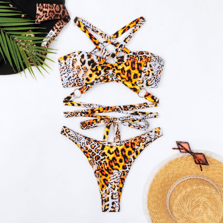 Damen Bandeau-Bikini mit modischem Schnitt und Ringdetails Drune