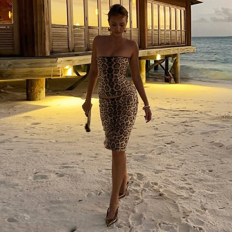 Damen Abendkleid mit trendigem Tiermotiv und Funkeleffekten Drune