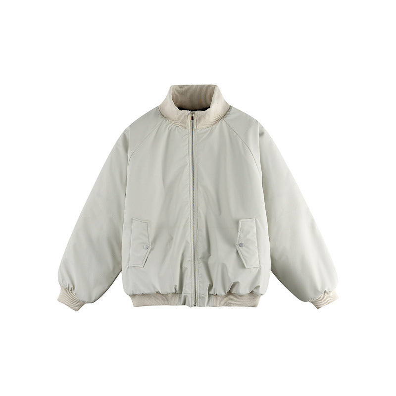 Unisex Boxy-Übergangs-Bomberjacke mit Stehkragen und Pattentaschen Drune