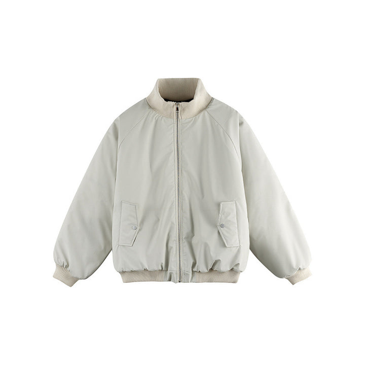 Unisex Boxy-Übergangs-Bomberjacke mit Stehkragen und Pattentaschen Drune