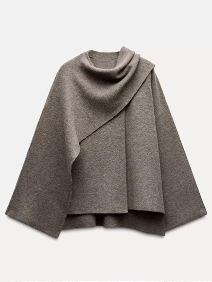 Damen Poncho aus hochwertiger Strickware mit asymmetrischem Design Drune