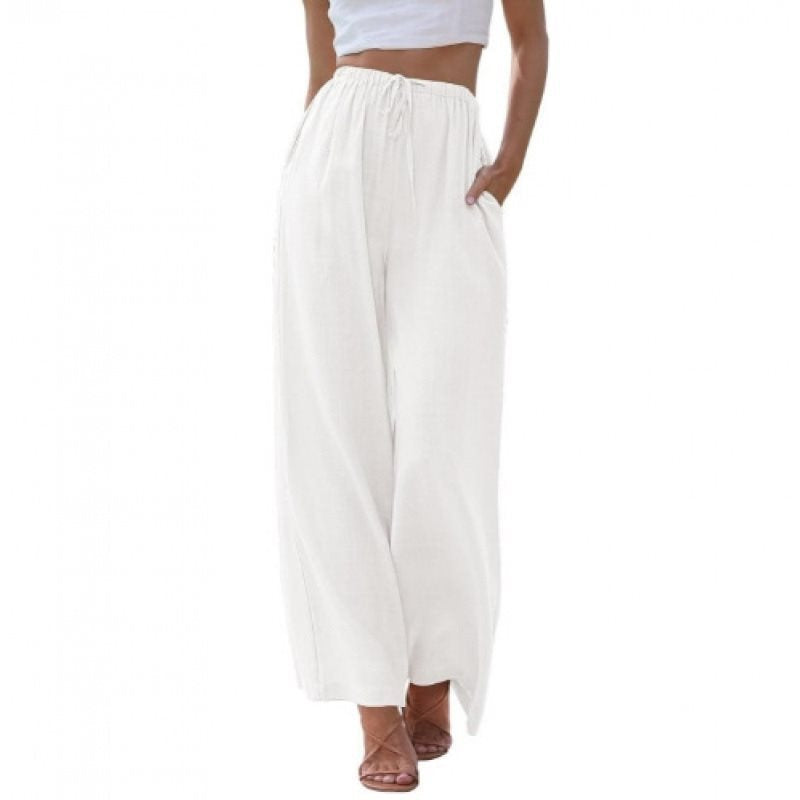Damen Weite Palazzo-Hose mit elastischem Bund und seitlichen Taschen Drune