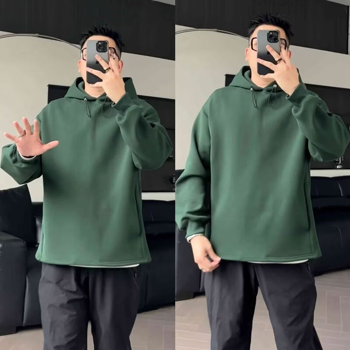 Herren Oversized Kapuzenpullover mit Dropped-Shoulder, schwerer Baumwollmischung und minimalistischer Silhouette Drune