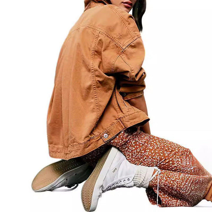 Damen lässige Jeansjacke im Oversized-Stil mit dekorativen Fransen Drune