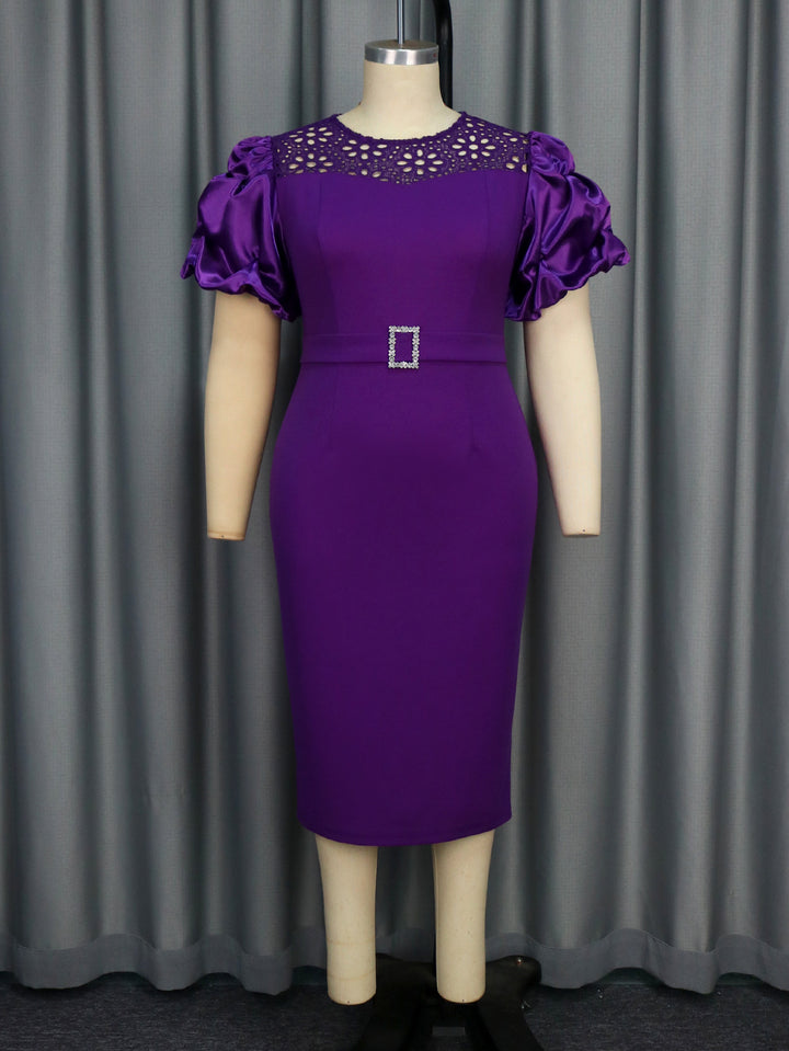 Damen Elegantes Kleid mit Spitzenakzenten und voluminösen Puffärmeln Drune