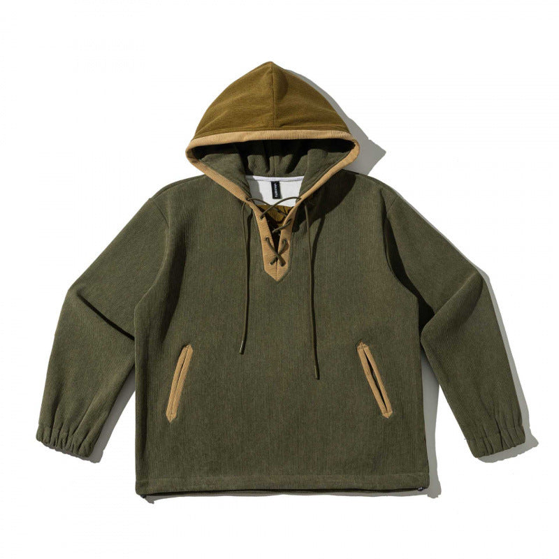 Unisex Oversize Kapuzenpullover mit Schnürung und Kängurutaschen Drune