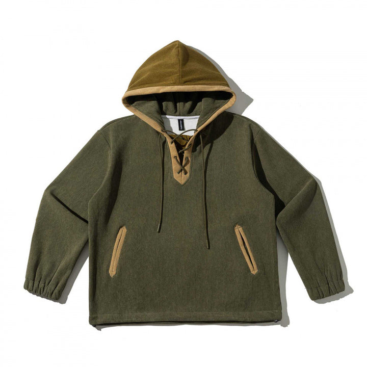 Unisex Oversize Kapuzenpullover mit Schnürung und Kängurutaschen Drune