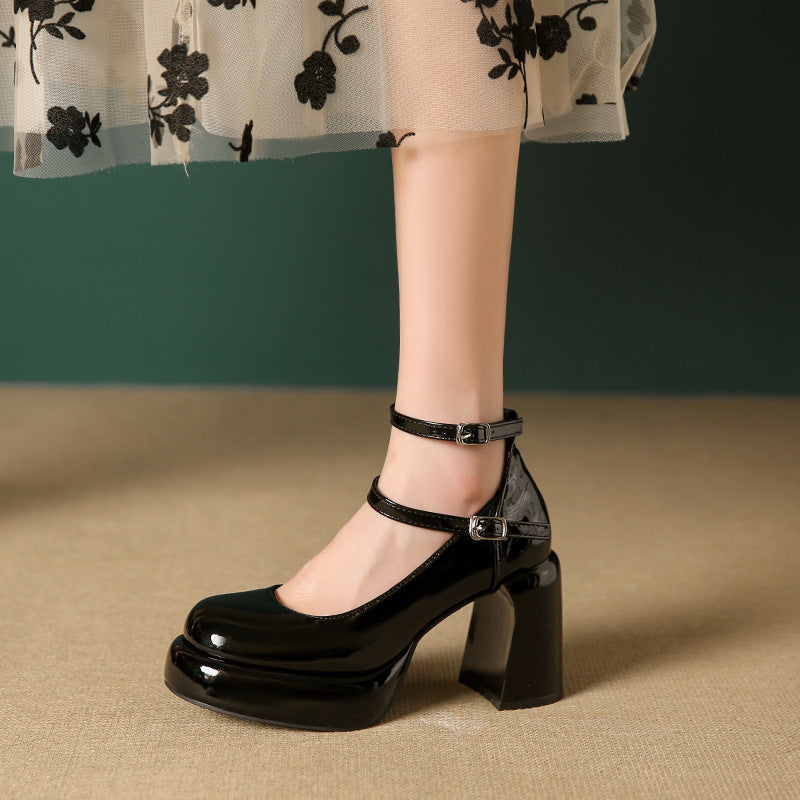 Damen Elegante Blockabsatz-Pumps mit verstellbarem Riemen Drune