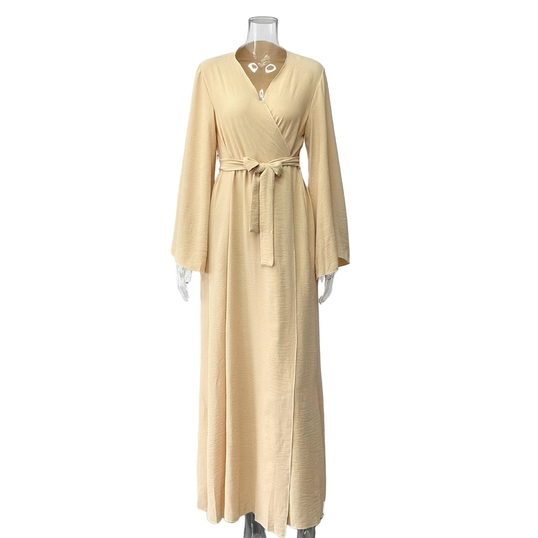 Damen Wickelkleid mit weitem Schnitt und Taillengürtel Drune