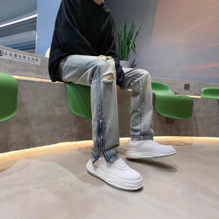 Herren Lässige Destroyed Jeans Drune