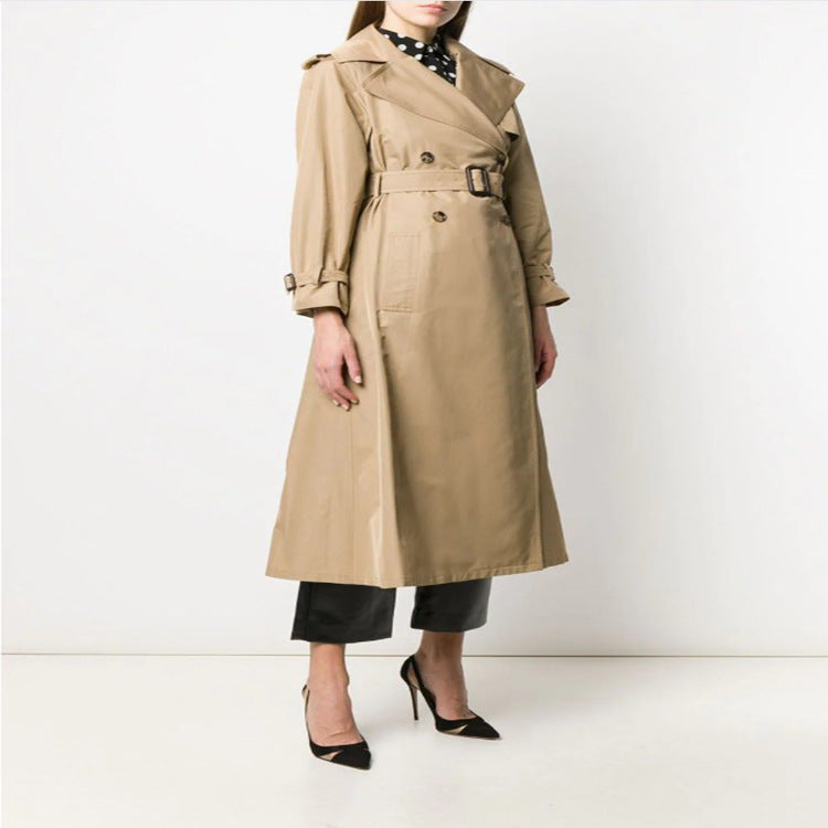 Damen Midilanger Trenchcoat im A‑Linien‑Schnitt mit Taillengürtel und Epauletten Drune