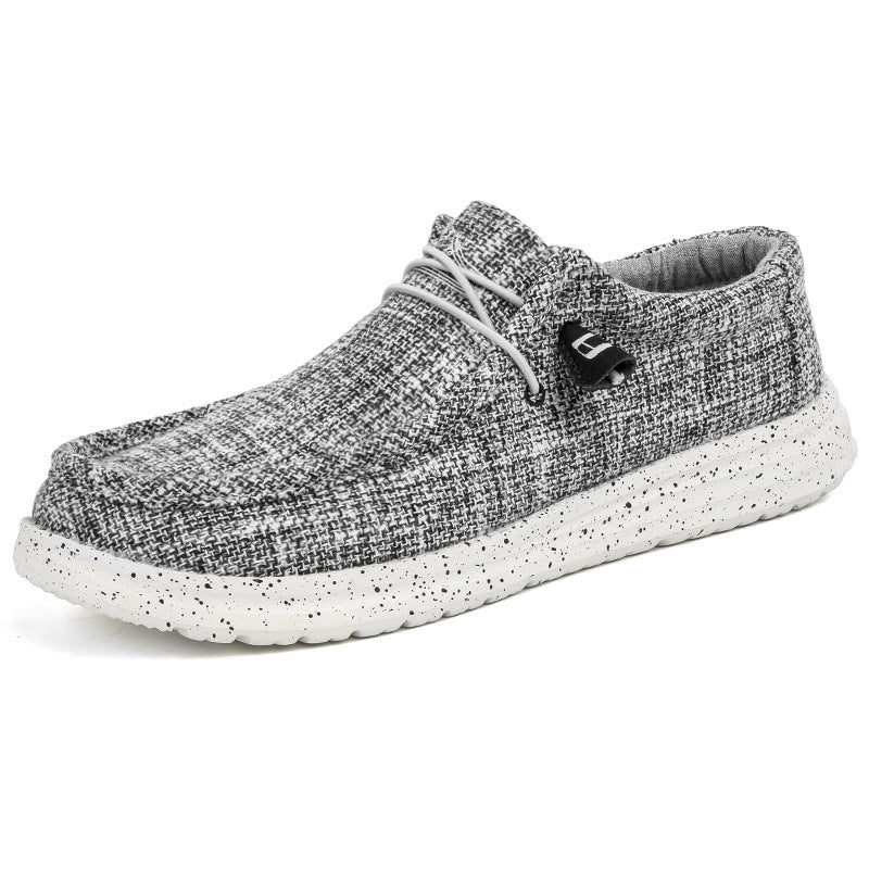 Herren Legerer Canvas-Mokassin-Slipper mit geflochtener Schnürung und gefleckter EVA-Sohle Drune