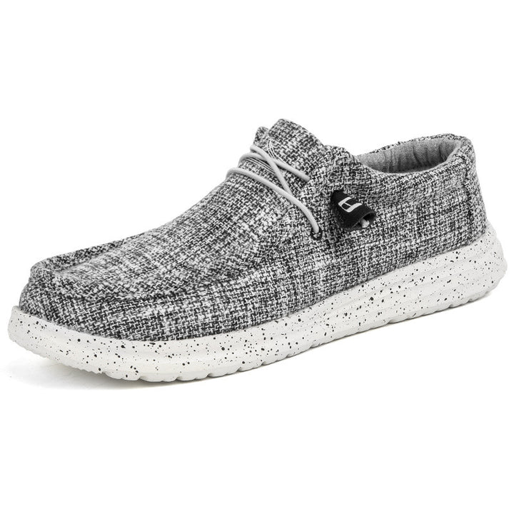 Herren Legerer Canvas-Mokassin-Slipper mit geflochtener Schnürung und gefleckter EVA-Sohle Drune