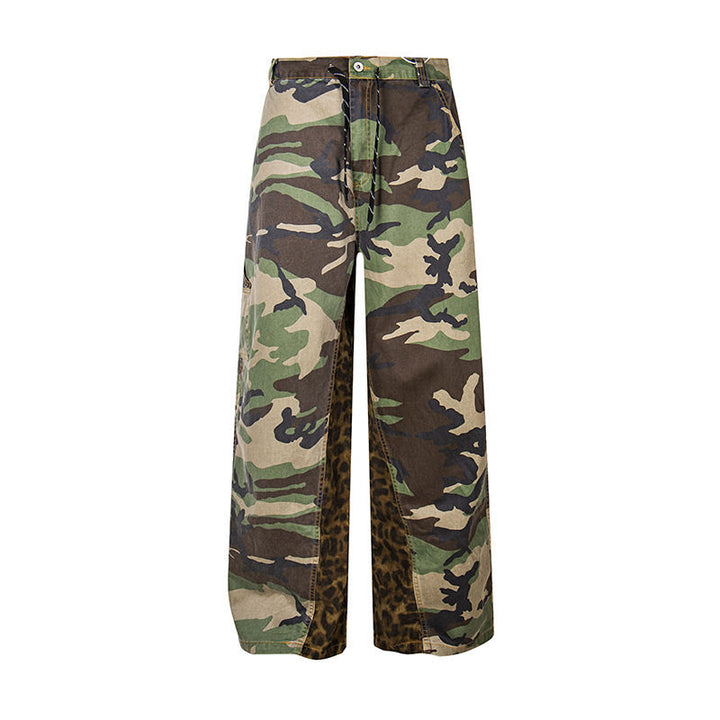 Damen Weite Cargo-Culottehose mit Camouflage-Print und Leoparden-Detail Drune
