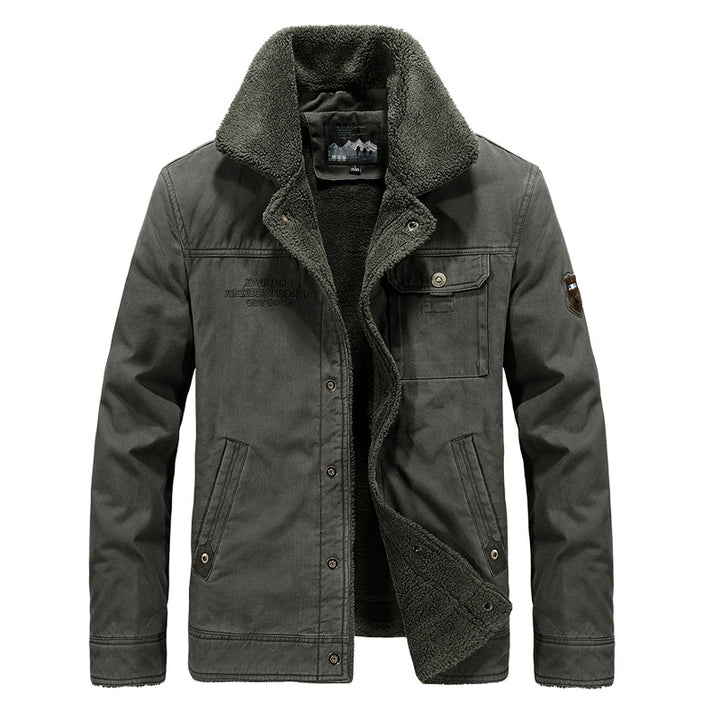 Herren nan gefütterte Canvas-Fieldjacke mit Teddyfutter und klassischem Stehkragen Drune