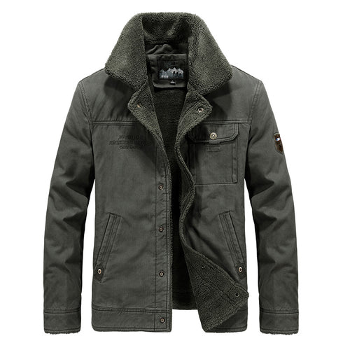 Herren nan gefütterte Canvas-Fieldjacke mit Teddyfutter und klassischem Stehkragen Drune