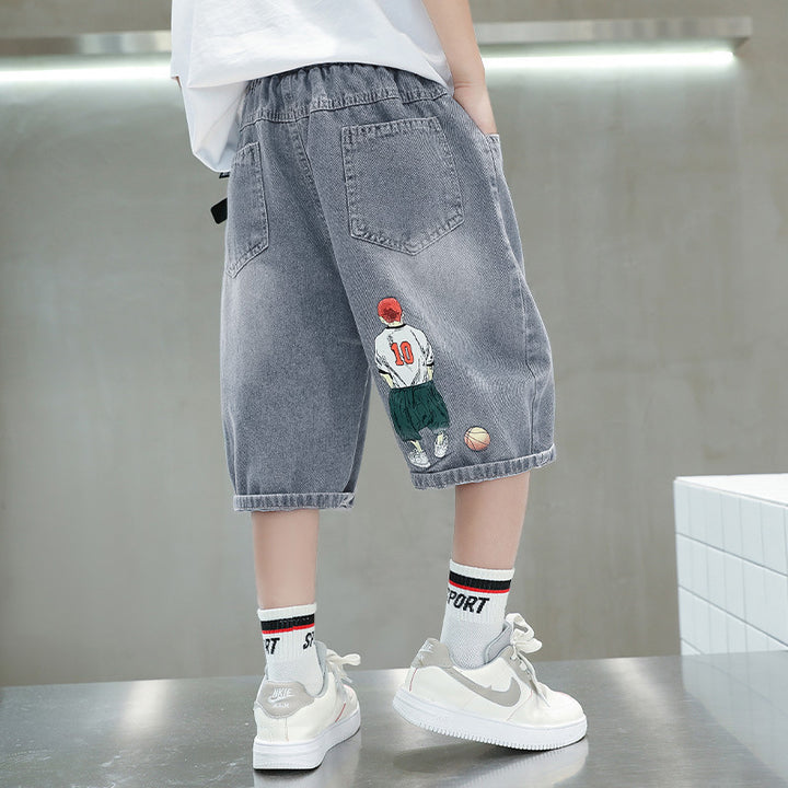 Unisex lässige Denim-Shorts mit kreativen Applikationen Drune