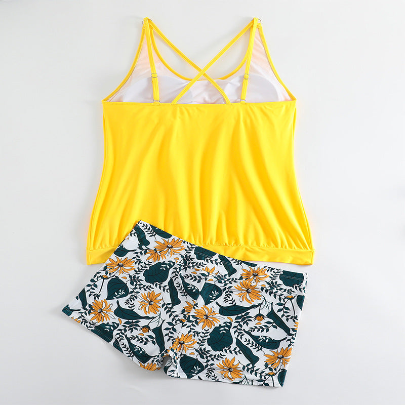 Damen Tankini-Set mit floralem Rock und figurformendem Oberteil Drune