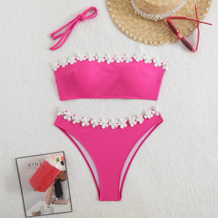 Damen Bandeau-Bikini mit floralen Akzenten Drune